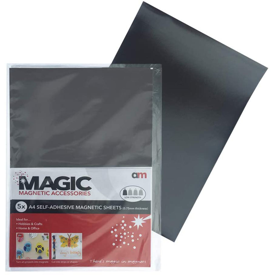 A4 Self Adhesive Magnetic Sheet 0.75mm Pack of 5 Sheets