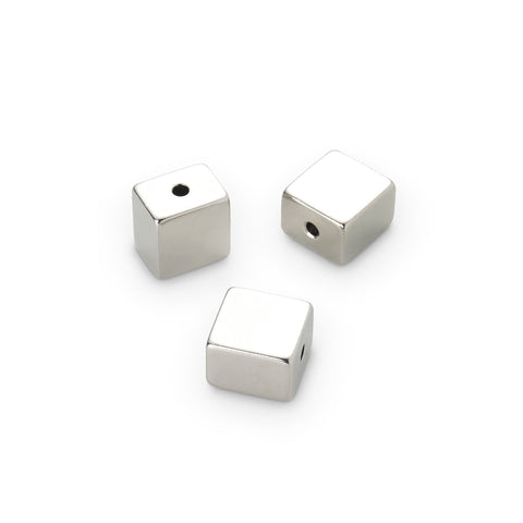 supaneo® Neodymium Block N42 Nickel Plate, 12.7mm x 9.3mm x 13.2mm with 2.5mm Diameter Central Hole