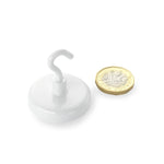 magfix® Anisotropic Ferrite Pot with hook, white 40mm diameter
