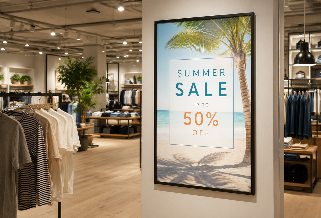 Temporary seasonal campaign graphic used for retail display promotion