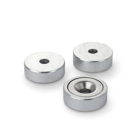 supaneo® Neodymium Shallow Pot 25mm diameter 8mm with 6mm central hole c/s south