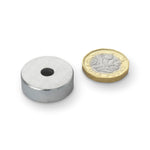 supaneo® Neodymium Shallow Pot 25mm diameter 8mm with 6mm central hole c/s south