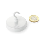 magfix® Anisotropic Ferrite Pot with hook, white 47mm diameter