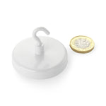 magfix® Anisotropic Ferrite Pot with hook, white 50mm diameter