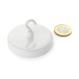 magfix® Anisotropic Ferrite Pot with hook, white 57mm diameter