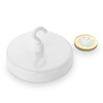 magfix® Anisotropic Ferrite Pot with hook, white 63mm diameter