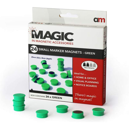 Small Marker Magnets Green 20mm x 8mm Pack of 24