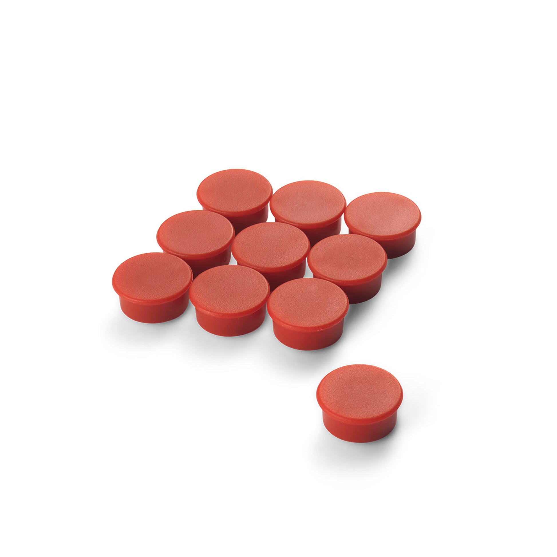 WESTCOTT 30mm Round Holding Magnets – Red, Pack Of 10, Strong Adhesive For Fridge, Whiteboard, Office