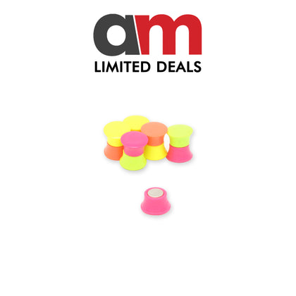 Neodymium Drawing Pin Magnets, Multi-Coloured Pack of 12