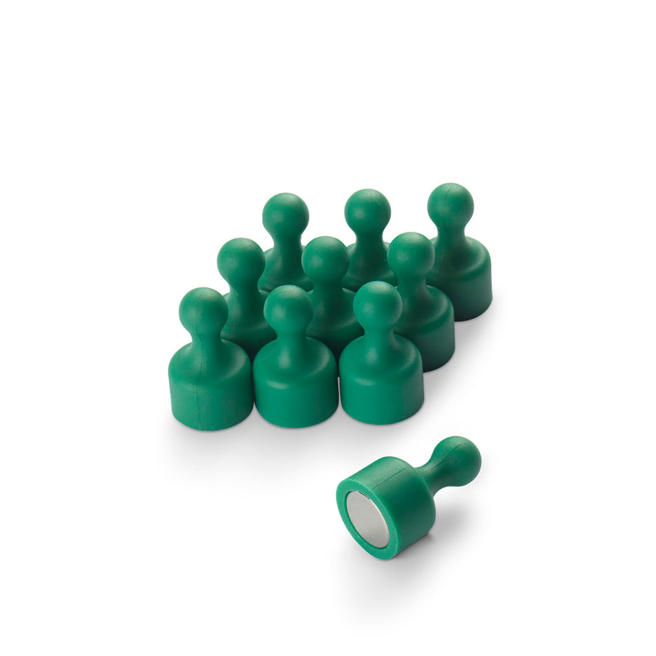 supaneo® Neodymium TenPin Magnets N38, 12mm diameter 20mm tall, Green Pack of 10