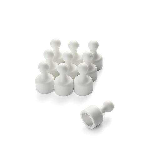 supaneo® Neodymium TenPin Magnets N38, 12mm diameter 20mm tall, White Pack of 10