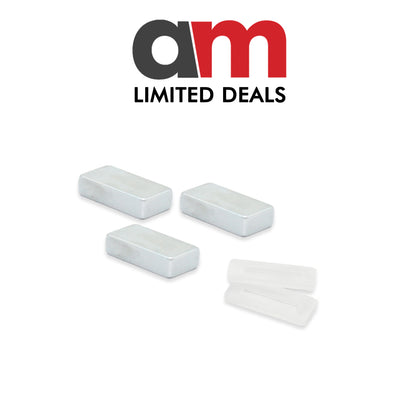 Neodymium Block Magnet with Plastic Spacers, 40mm x 12mm x 10mm N35 Nickel Plated (A)