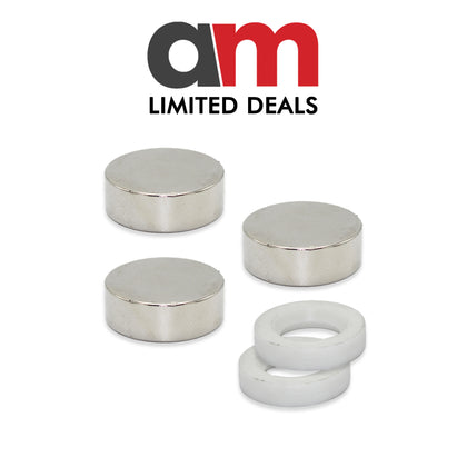 Neodymium Disc Magnet with Plastic Spacers, 29mm Diameter x 10m N38 Nickel Plated (A)