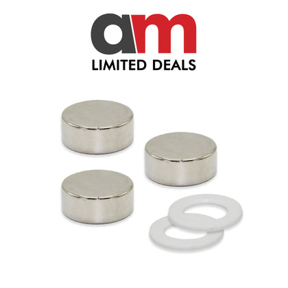 Neodymium Disc Magnet with Plastic Spacers, 25mm Diameter x 10mm N42 Nickel Plated (A)