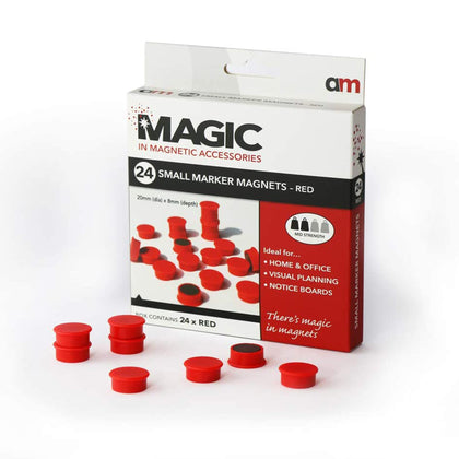 Small Marker Magnets Red 20mm x 8mm Pack of 24