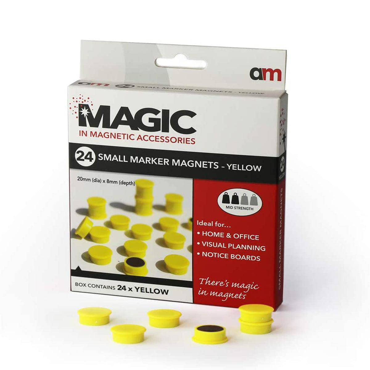 Small Yellow Rectangular Magnets Small Marker Magnets Yellow 20mm x 8mm Pack of 24 – Anchor Magnets